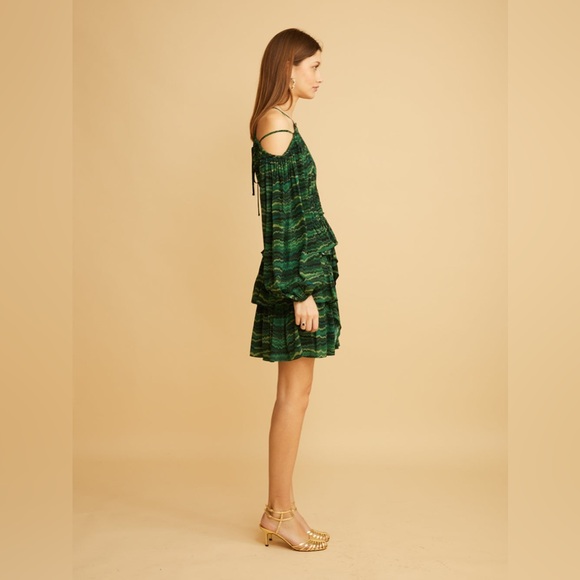 Ulla Johnson NWT Silvia Peacock Dress Sz 2 Silk w/ Ruffles - Picture 4 of 10